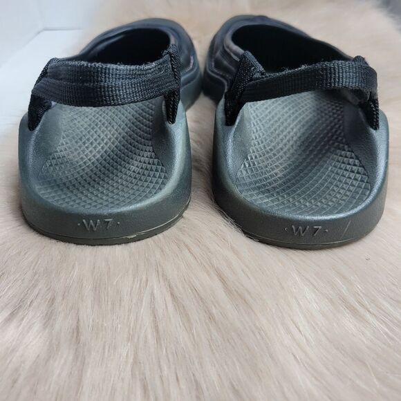 Chaco Devotee Womens  Black Leather Canvas Slingback Closed Toe Sandals Shoes - Picture 4 of 7